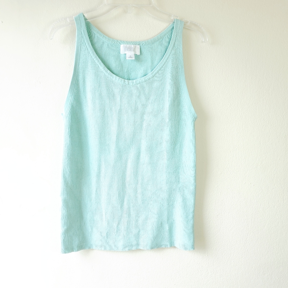 Pale Teal Ribbed Knitted Tank Top